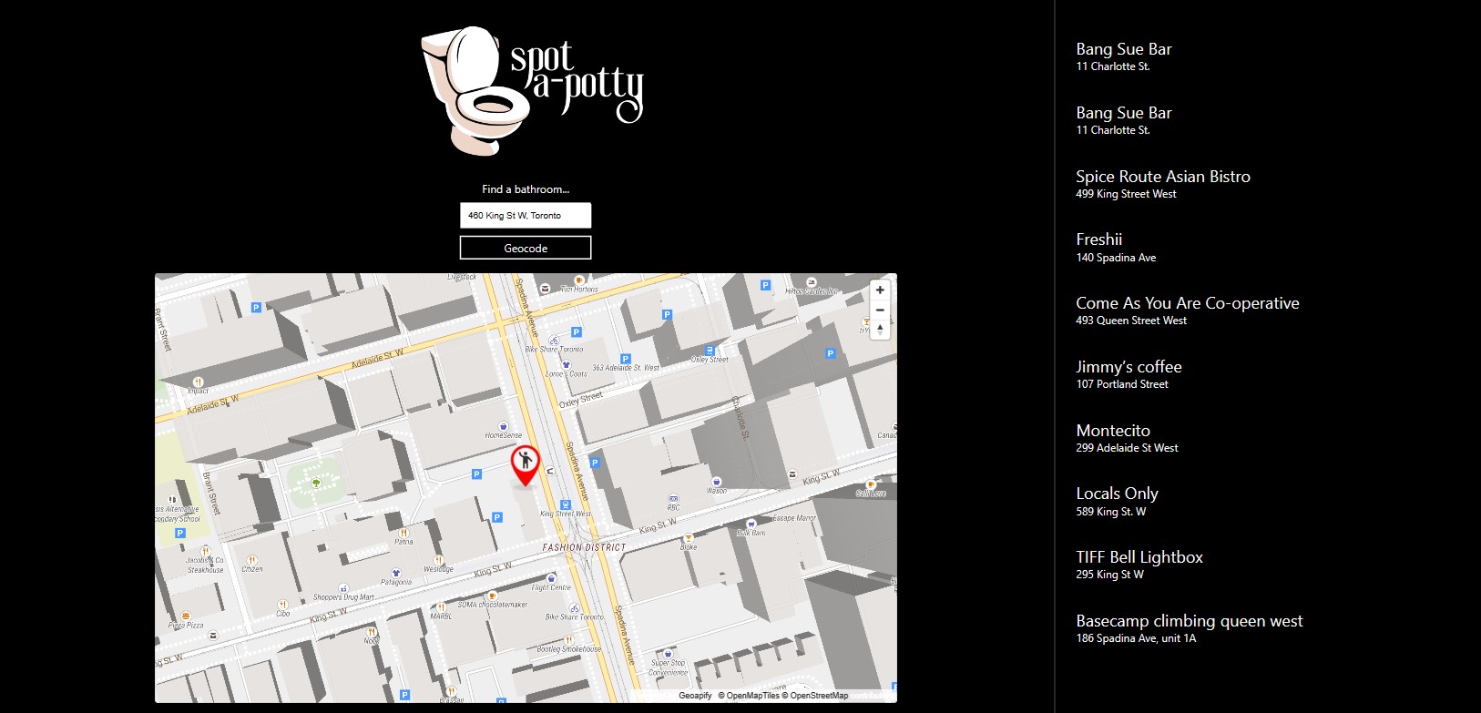 Screenshot of a Spot-a-Potty on desktop