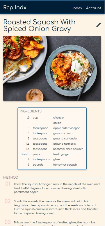 Screenshot of a recipe on mobile